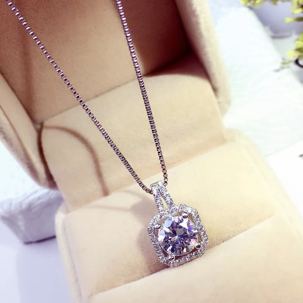 Silver Diamond Pendant Necklace